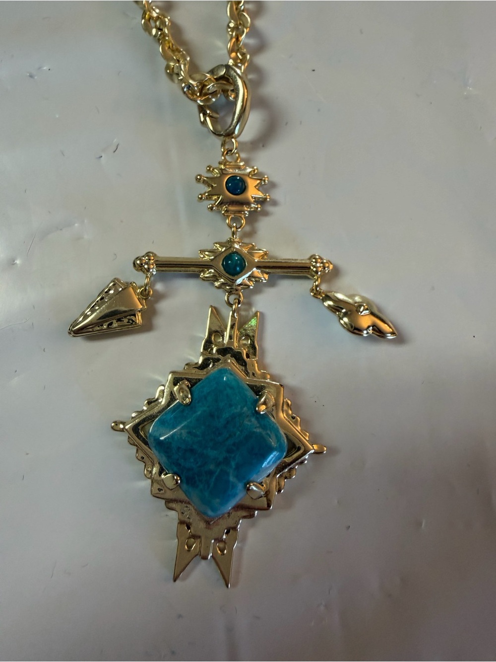 Kendra Scott Gold-Tone Layered Necklace with Turquoise Blue Stone - Picture 3 of 6
